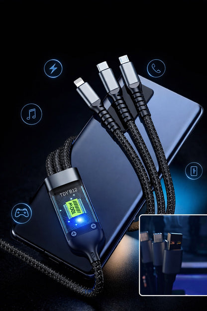 3-in-1 Nylon Braided Charging Cable 3A