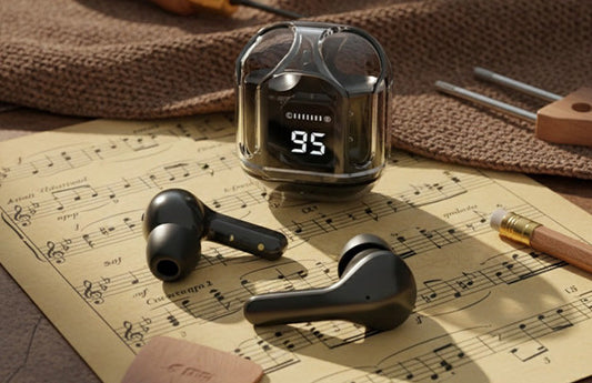 Transparent Ultrapods Max TWS Earbuds with LED Display Case